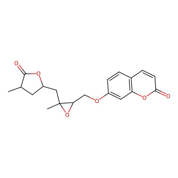 2D Structure of 7-[[3-Methyl-3-[(4-methyl-5-oxooxolan-2-yl)methyl]oxiran-2-yl]methoxy]chromen-2-one