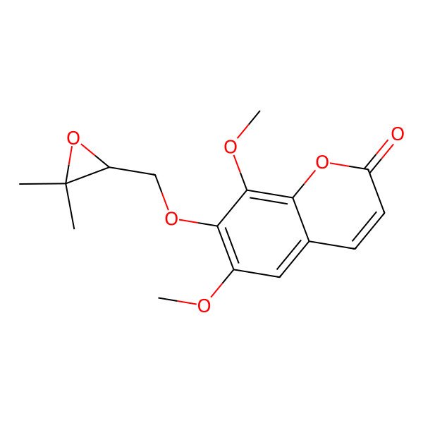 2D Structure of 7-[(3,3-Dimethyloxiran-2-yl)methoxy]-6,8-dimethoxychromen-2-one