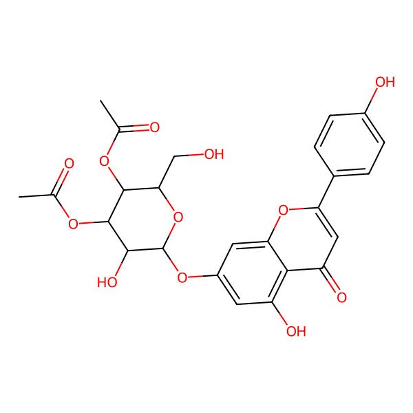 2D Structure of 7-[(3,4-Di-O-acetyl-beta-D-glucopyranosyl)oxy]-5-hydroxy-2-(4-hydroxyphenyl)-4H-1-benzopyran-4-one