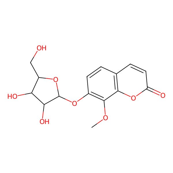 2D Structure of 7-[3,4-Dihydroxy-5-(hydroxymethyl)oxolan-2-yl]oxy-8-methoxychromen-2-one