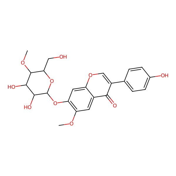 2D Structure of 7-[3,4-Dihydroxy-6-(hydroxymethyl)-5-methoxyoxan-2-yl]oxy-3-(4-hydroxyphenyl)-6-methoxychromen-4-one