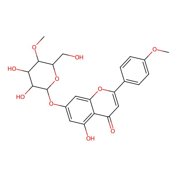 2D Structure of 7-[3,4-Dihydroxy-6-(hydroxymethyl)-5-methoxyoxan-2-yl]oxy-5-hydroxy-2-(4-methoxyphenyl)chromen-4-one