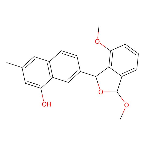 2D Structure of 7-(3,7-Dimethoxy-1,3-dihydro-2-benzofuran-1-yl)-3-methylnaphthalen-1-ol