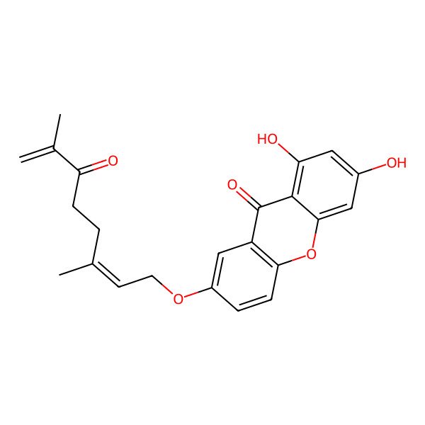 2D Structure of 7-(3,7-Dimethyl-6-oxoocta-2,7-dienoxy)-1,3-dihydroxyxanthen-9-one 2D Structure of 7-(3,7-Dimethyl-6-oxoocta-2,7-dienoxy)-1,3-dihydroxyxanthen-9-one