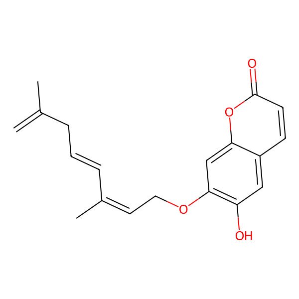 2D Structure of 7-(3,7-Dimethylocta-2,4,7-trienoxy)-6-hydroxychromen-2-one