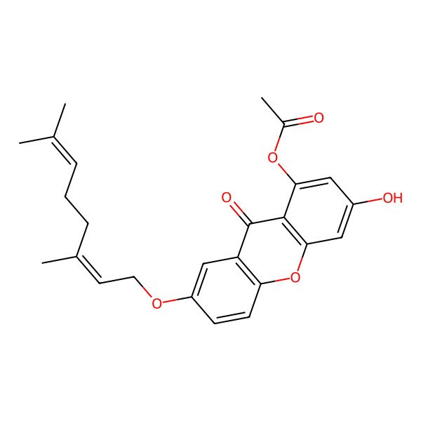 2D Structure of [7-(3,7-Dimethylocta-2,6-dienoxy)-3-hydroxy-9-oxoxanthen-1-yl] acetate