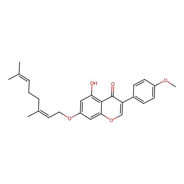2D Structure of 7-(3,7-Dimethylocta-2,6-dienoxy)-5-hydroxy-3-(4-methoxyphenyl)chromen-4-one