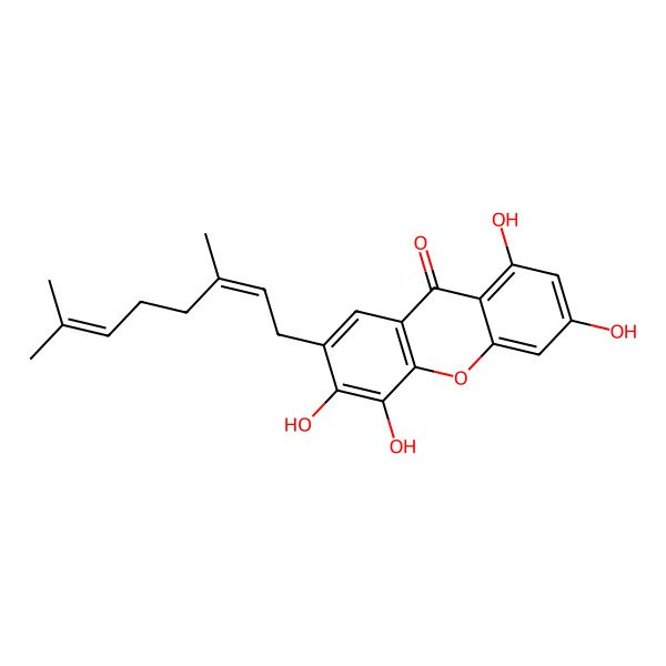 2D Structure of 7-(3,7-Dimethylocta-2,6-dienyl)-1,3,5,6-tetrahydroxyxanthen-9-one