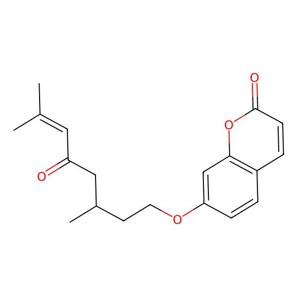 2D Structure of 7-[(3R)-3,7-dimethyl-5-oxooct-6-enoxy]chromen-2-one