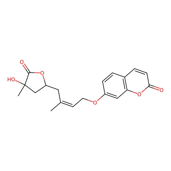 2D Structure of 7-[4-(4-Hydroxy-4-methyl-5-oxooxolan-2-yl)-3-methylbut-2-enoxy]chromen-2-one