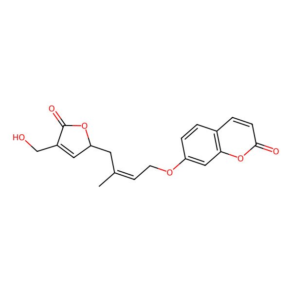 2D Structure of 7-[4-[4-(hydroxymethyl)-5-oxo-2H-furan-2-yl]-3-methylbut-2-enoxy]chromen-2-one