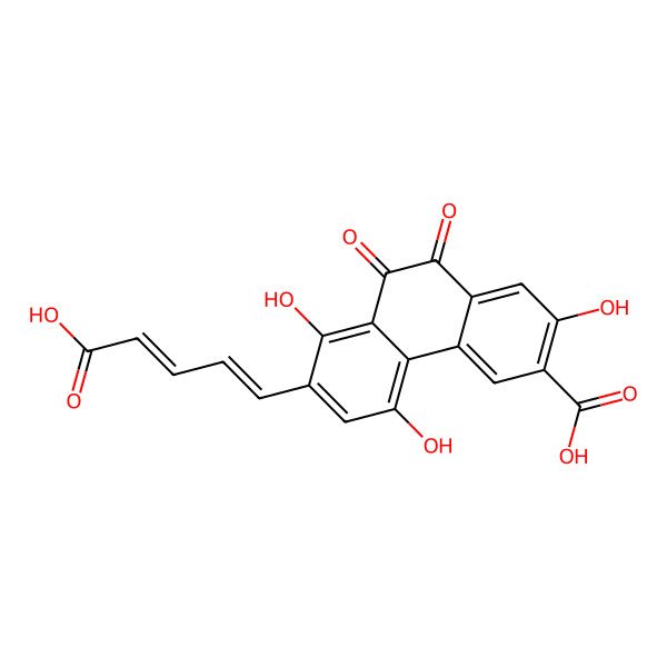 2D Structure of 7-(4-Carboxybuta-1,3-dienyl)-2,5,8-trihydroxy-9,10-dioxophenanthrene-3-carboxylic acid