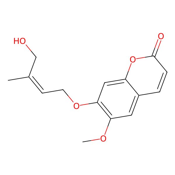 2D Structure of 7-(4-Hydroxy-3-methylbut-2-enoxy)-6-methoxychromen-2-one