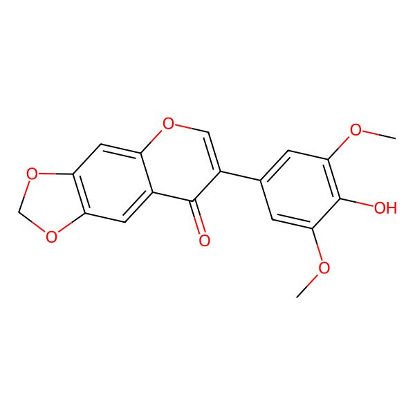 2D Structure of 7-(4-Hydroxy-3,5-dimethoxyphenyl)-[1,3]dioxolo[4,5-g]chromen-8-one