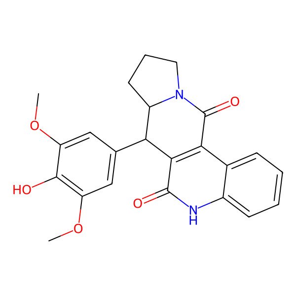 2D Structure of 7-(4-Hydroxy-3,5-dimethoxyphenyl)-5,7,7a,8,9,10-hexahydroindolizino[7,6-c]quinoline-6,12-dione