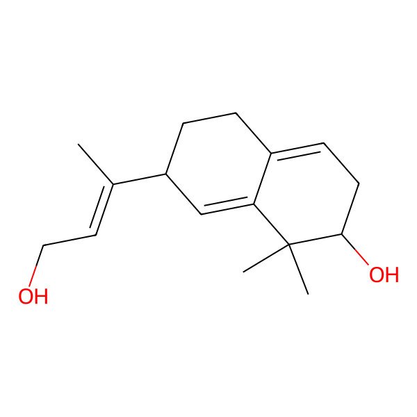2D Structure of 7-(4-hydroxybut-2-en-2-yl)-1,1-dimethyl-3,5,6,7-tetrahydro-2H-naphthalen-2-ol