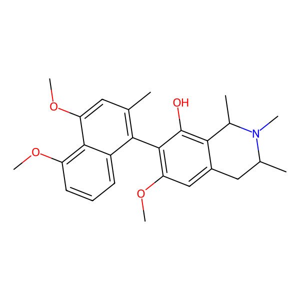 2D Structure of 7-(4,5-dimethoxy-2-methylnaphthalen-1-yl)-6-methoxy-1,2,3-trimethyl-3,4-dihydro-1H-isoquinolin-8-ol 2D Structure of 7-(4,5-dimethoxy-2-methylnaphthalen-1-yl)-6-methoxy-1,2,3-trimethyl-3,4-dihydro-1H-isoquinolin-8-ol