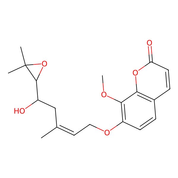 2D Structure of 7-[5-(3,3-Dimethyloxiran-2-yl)-5-hydroxy-3-methylpent-2-enoxy]-8-methoxychromen-2-one