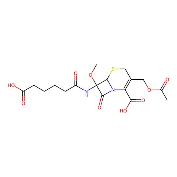 2D Structure of 7-(5-Carboxyvaleramido)-7-methoxycephalosporanic acid