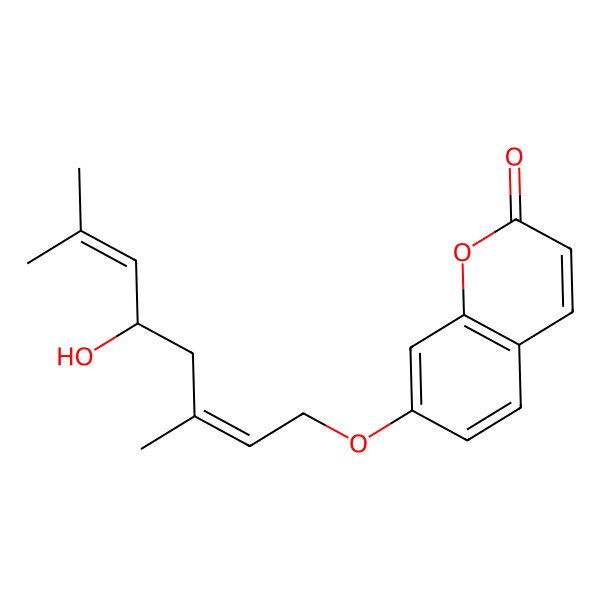2D Structure of 7-((5-Hydroxy-3,7-dimethylocta-2,6-dien-1-yl)oxy)-2H-chromen-2-one