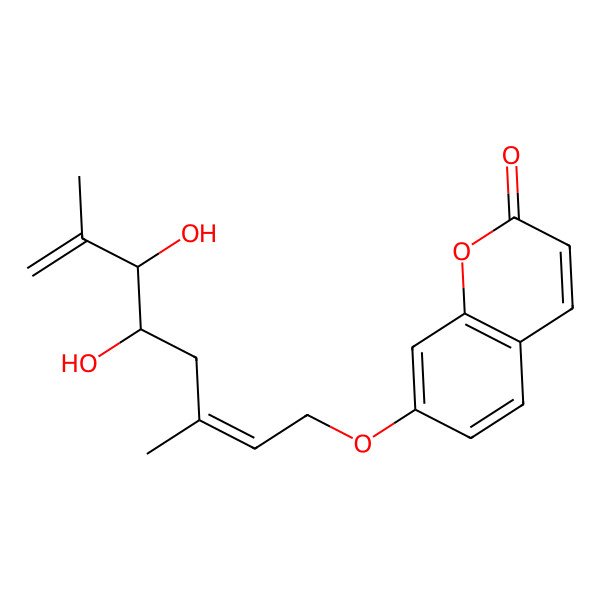 2D Structure of 7-(5,6-Dihydroxy-3,7-dimethylocta-2,7-dienoxy)chromen-2-one