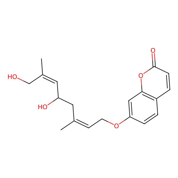 2D Structure of 7-(5,8-Dihydroxy-3,7-dimethylocta-2,6-dienoxy)chromen-2-one
