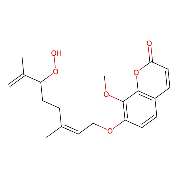 2D Structure of 7-(6-Hydroperoxy-3,7-dimethylocta-2,7-dienoxy)-8-methoxychromen-2-one