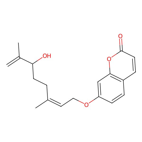 2D Structure of 7-(6-Hydroxy-3,7-dimethylocta-2,7-dienoxy)chromen-2-one