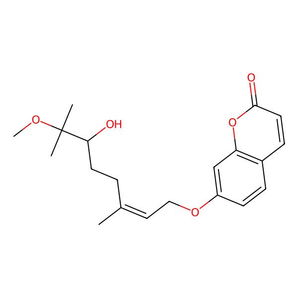 2D Structure of 7-(6-Hydroxy-7-methoxy-3,7-dimethyloct-2-enoxy)chromen-2-one