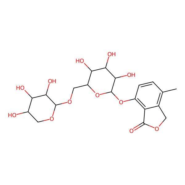 2D Structure of 7-[(6-O-alpha-L-Arabinopyranosyl-beta-D-glucopyranosyl)oxy]-4-methyl-1(3H)-isobenzofuranone