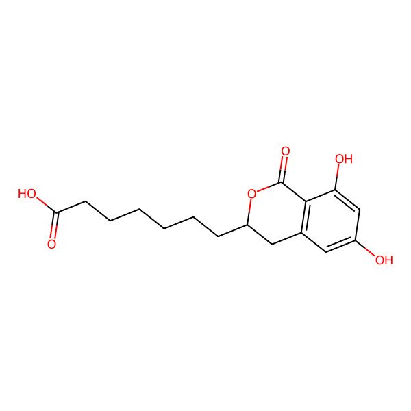 2D Structure of 7-(6,8-Dihydroxy-1-oxo-3,4-dihydroisochromen-3-yl)heptanoic acid