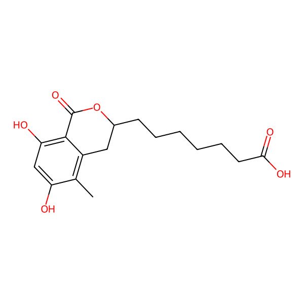 2D Structure of 7-(6,8-Dihydroxy-5-methyl-1-oxo-3,4-dihydroisochromen-3-yl)heptanoic acid