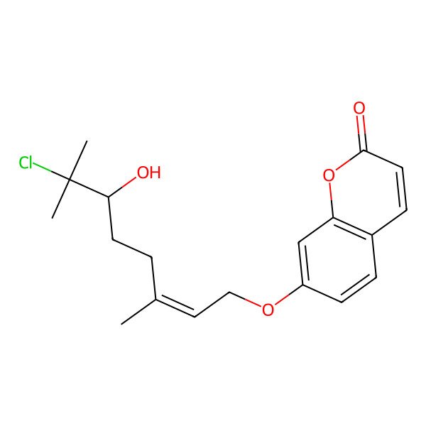 2D Structure of 7-(7-Chloro-6-hydroxy-3,7-dimethyloct-2-enoxy)chromen-2-one