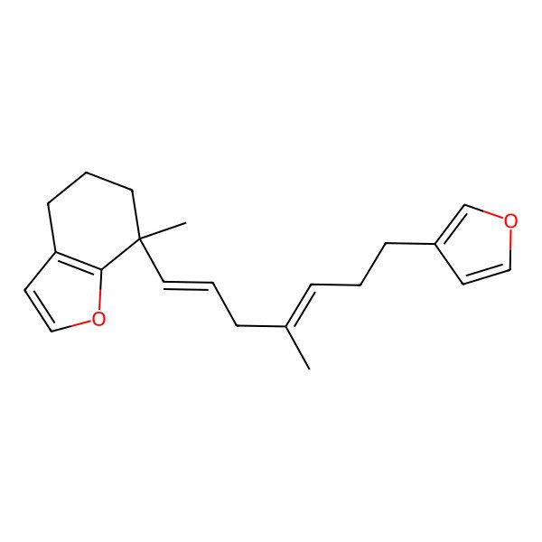 2D Structure of 7-[7-(furan-3-yl)-4-methylhepta-1,4-dienyl]-7-methyl-5,6-dihydro-4H-1-benzofuran