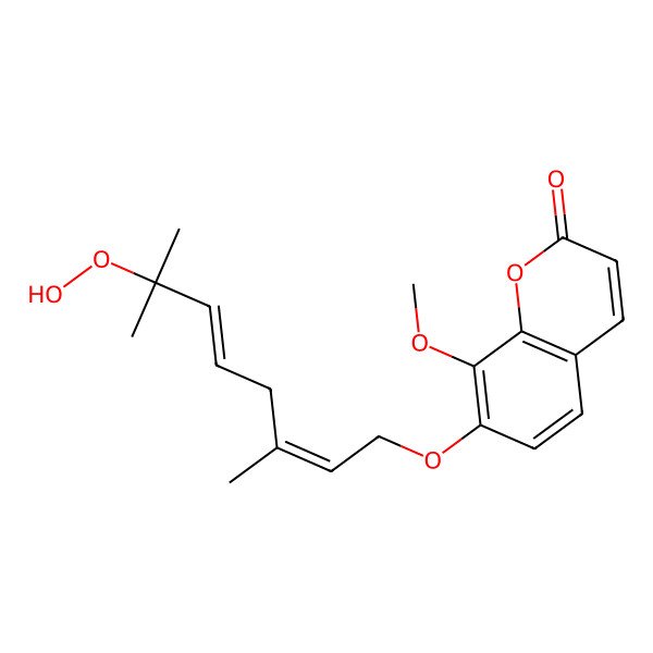 2D Structure of 7-(7-Hydroperoxy-3,7-dimethylocta-2,5-dienoxy)-8-methoxychromen-2-one