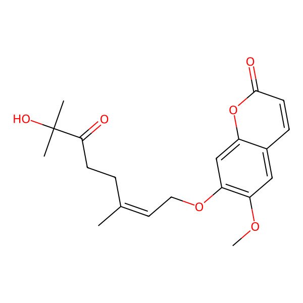 2D Structure of 7-(7-Hydroxy-3,7-dimethyl-6-oxooct-2-enoxy)-6-methoxychromen-2-one