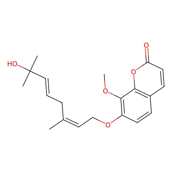 2D Structure of 7-(7-Hydroxy-3,7-dimethylocta-2,5-dienoxy)-8-methoxychromen-2-one
