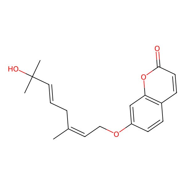 2D Structure of 7-(7-Hydroxy-3,7-dimethylocta-2,5-dienoxy)chromen-2-one