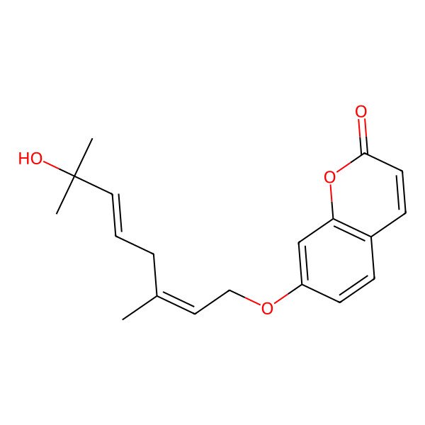 2D Structure of 7-(7-Hydroxy-3,7-dimethylocta-2,5-dienoxy)chromen-2-one 2D Structure of 7-(7-Hydroxy-3,7-dimethylocta-2,5-dienoxy)chromen-2-one