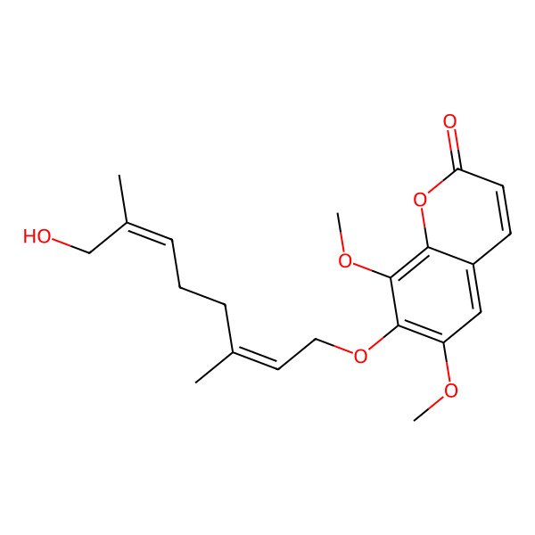 2D Structure of 7-(8-Hydroxy-3,7-dimethylocta-2,6-dienoxy)-6,8-dimethoxychromen-2-one