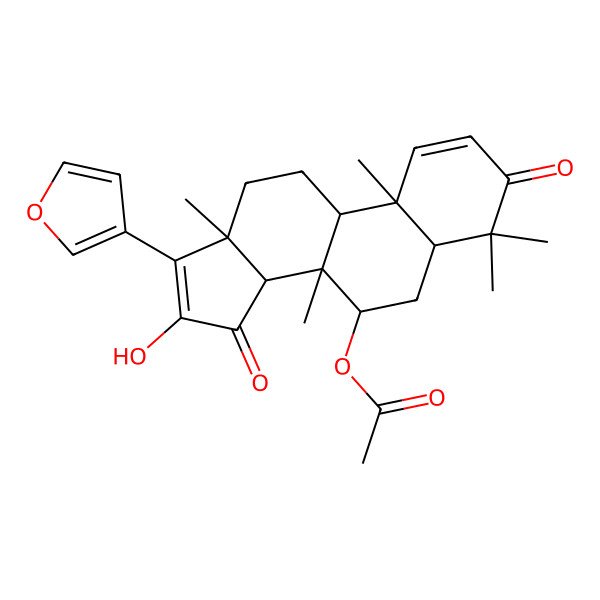 2D Structure of 7-Acetyl-16,17-dehydro-16-hydroxyneotrichilenone 2D Structure of 7-Acetyl-16,17-dehydro-16-hydroxyneotrichilenone