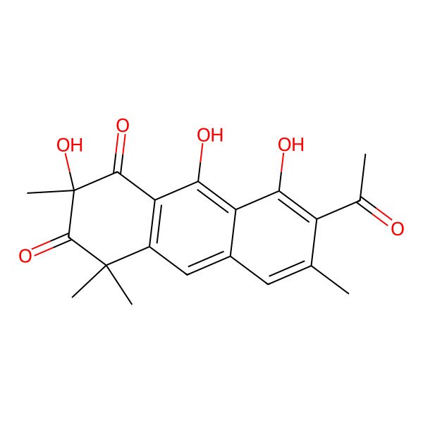 2D Structure of 7-Acetyl-2,8,9-trihydroxy-2,4,4,6-tetramethylanthracene-1,3-dione
