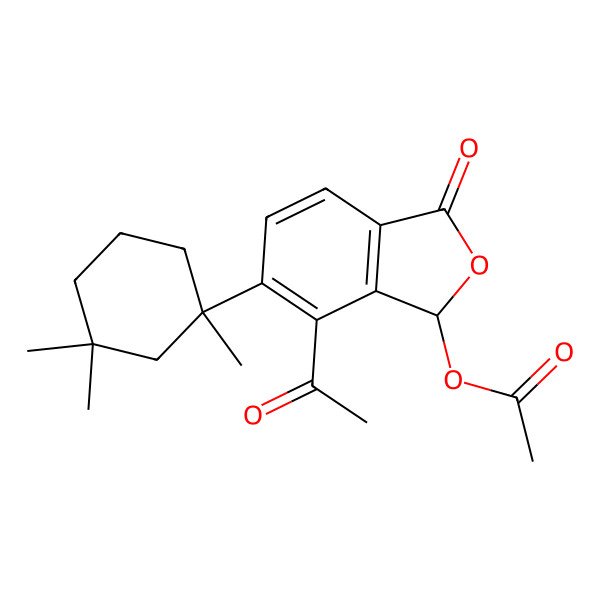 2D Structure of [7-acetyl-3-oxo-6-(1,3,3-trimethylcyclohexyl)-1H-2-benzofuran-1-yl] acetate
