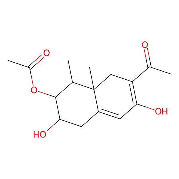 2D Structure of (7-acetyl-3,6-dihydroxy-1,8a-dimethyl-2,3,4,8-tetrahydro-1H-naphthalen-2-yl) acetate