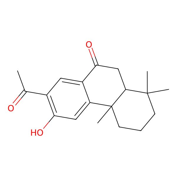 2D Structure of 7-acetyl-6-hydroxy-1,1,4a-trimethyl-3,4,10,10a-tetrahydro-2H-phenanthren-9-one 2D Structure of 7-acetyl-6-hydroxy-1,1,4a-trimethyl-3,4,10,10a-tetrahydro-2H-phenanthren-9-one
