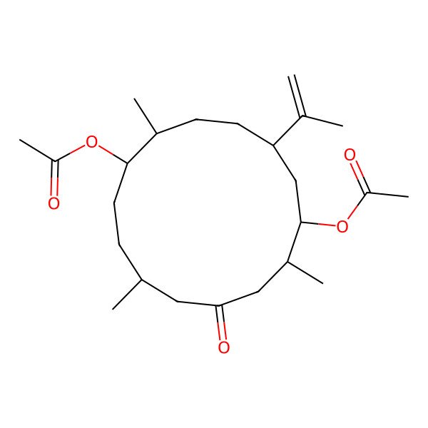 2D Structure of (7-Acetyloxy-2,8,12-trimethyl-10-oxo-5-prop-1-en-2-ylcyclotetradecyl) acetate