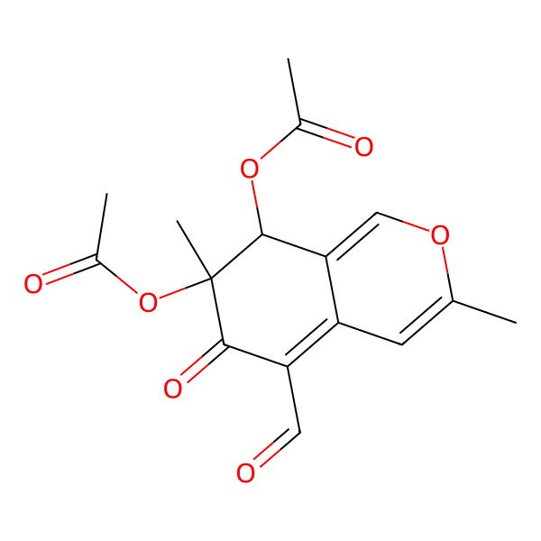 2D Structure of (7-acetyloxy-5-formyl-3,7-dimethyl-6-oxo-8H-isochromen-8-yl) acetate