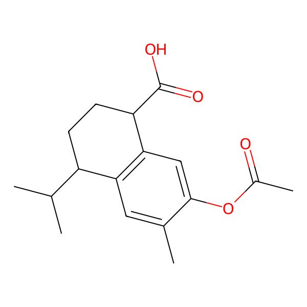 2D Structure of 7-Acetyloxy-6-methyl-4-propan-2-yl-1,2,3,4-tetrahydronaphthalene-1-carboxylic acid
