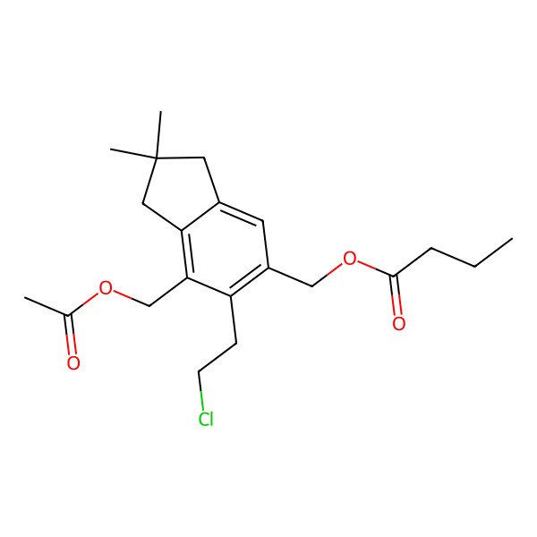2D Structure of [7-(Acetyloxymethyl)-6-(2-chloroethyl)-2,2-dimethyl-1,3-dihydroinden-5-yl]methyl butanoate