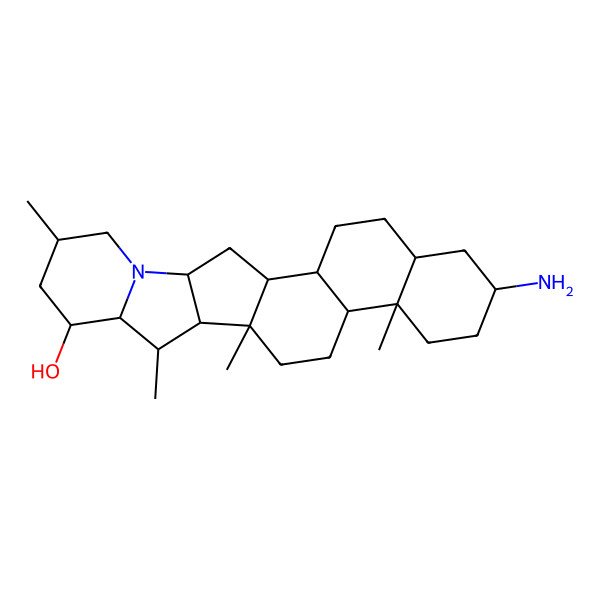2D Structure of 7-Amino-10,14,16,20-tetramethyl-22-azahexacyclo[12.10.0.02,11.05,10.015,23.017,22]tetracosan-18-ol